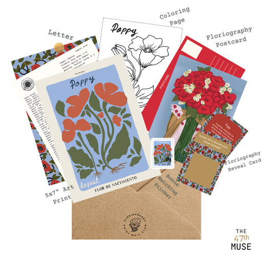 Floriography Art Print Snail Mail Club: Monthly Happy Mail Delivery + Floral Postcard and Message Reveal