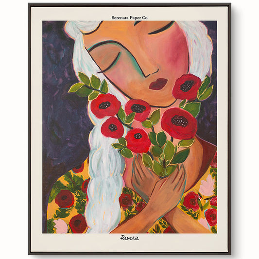 Reverie Art Print – Modern Bohemian Poppy Floral Portrait Wall Art
