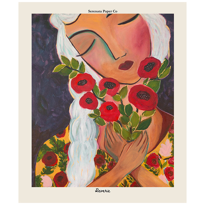 Reverie Art Print – Modern Bohemian Poppy Floral Portrait Wall Art