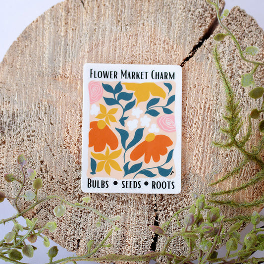 Flower Market Botanical Waterproof. Die-Cut Vinyl Sticker