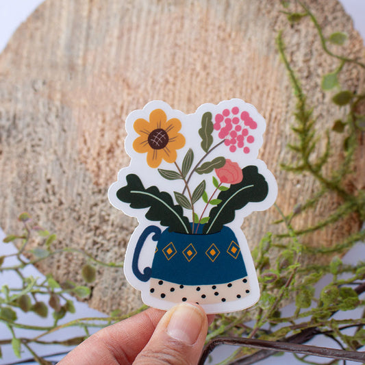 Clear Flower Pot Vinyl Sticker ( 2.25 "x 3")