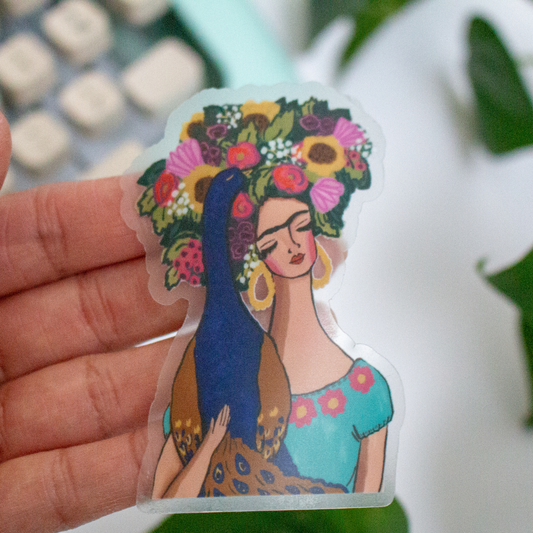 Frida Inspired Clear Vinyl Sticker 2"x 3"