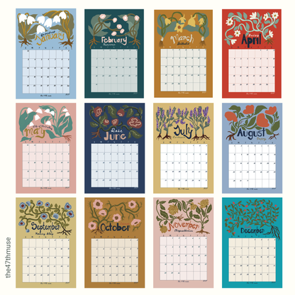 2027 Birth Flower Wall Calendar | Large 11x16.5" Botanical Calendar