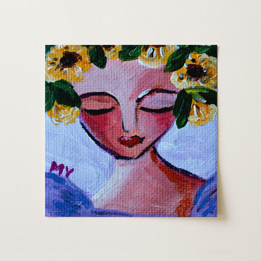 Bailarina en la Luna| Botanical Fine Art Print 8"x8" | Part of The 100 Muses Project