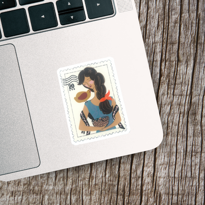 Farm Girl & Her Chicken Vinyl Sticker Waterproof 2.3" x 3.0"