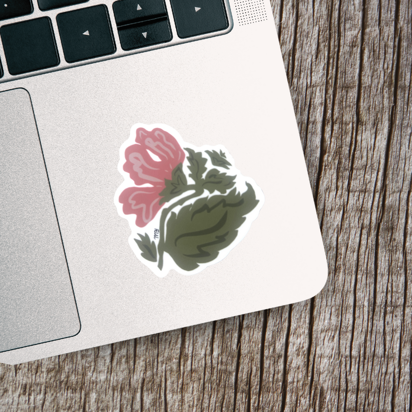 Dusty Pink Peony Flower Waterproof Vinyl Sticker (2.8" x 3.0")