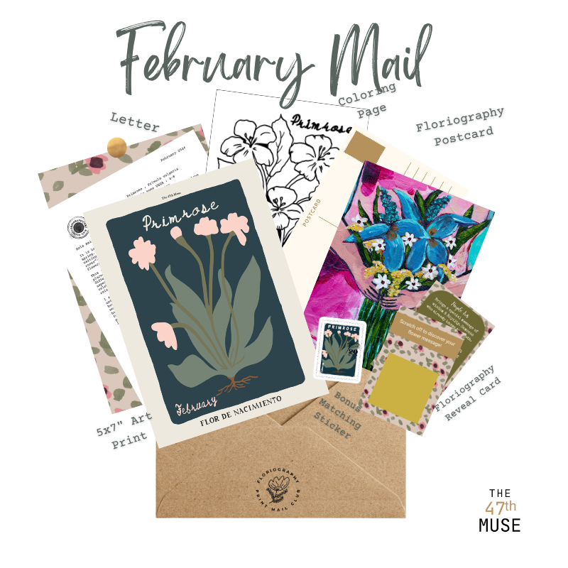 February Catch-up Edition of The Floriography Art Print Mail Club