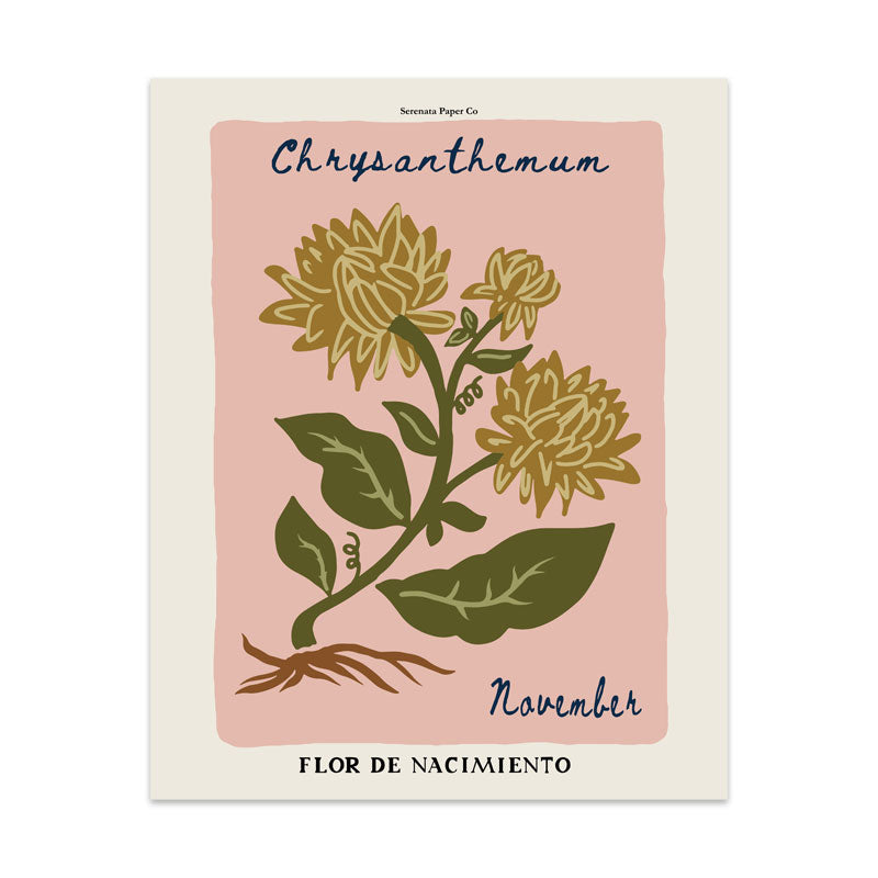 November Birth Flower Art Print