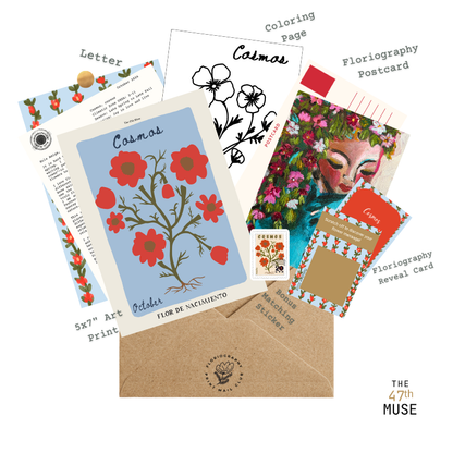 Floriography Art Print Snail Mail Club: Monthly Happy Mail Delivery  + Floral Postcard and Message Reveal