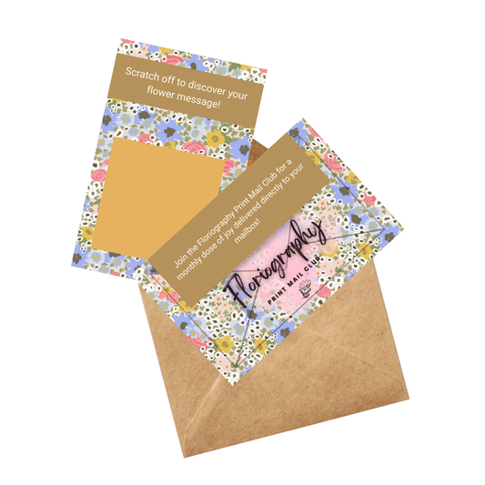 Floriography PLUS Art Print Snail Mail Club: Monthly Happy Mail Delivery  + Floral Postcard and Message Reveal