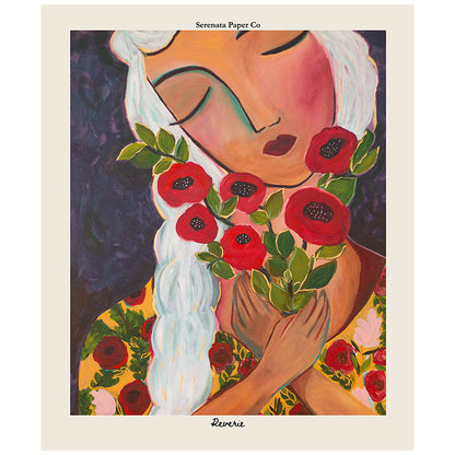 Reverie Art Print – Modern Bohemian Poppy Floral Portrait Wall Art