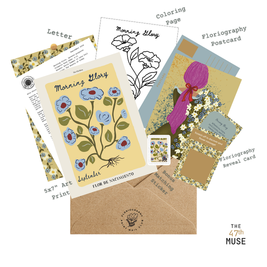 Floriography Art Print Snail Mail Club: Monthly Happy Mail Delivery  + Floral Postcard and Message Reveal