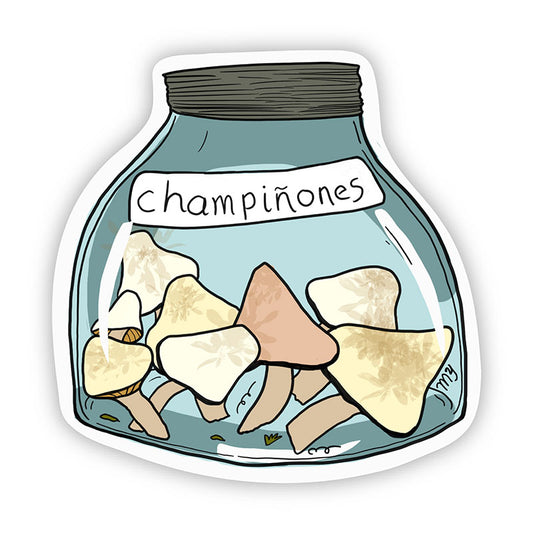 Cottage Core Mushroom Mason Jar Sticker Waterproof 3" x 3"