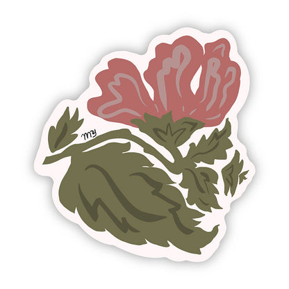 Dusty Pink Peony Flower Waterproof Vinyl Sticker (2.8" x 3.0")