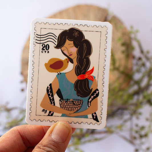 Farm Girl & Her Chicken Vinyl Sticker Waterproof 2.3" x 3.0"