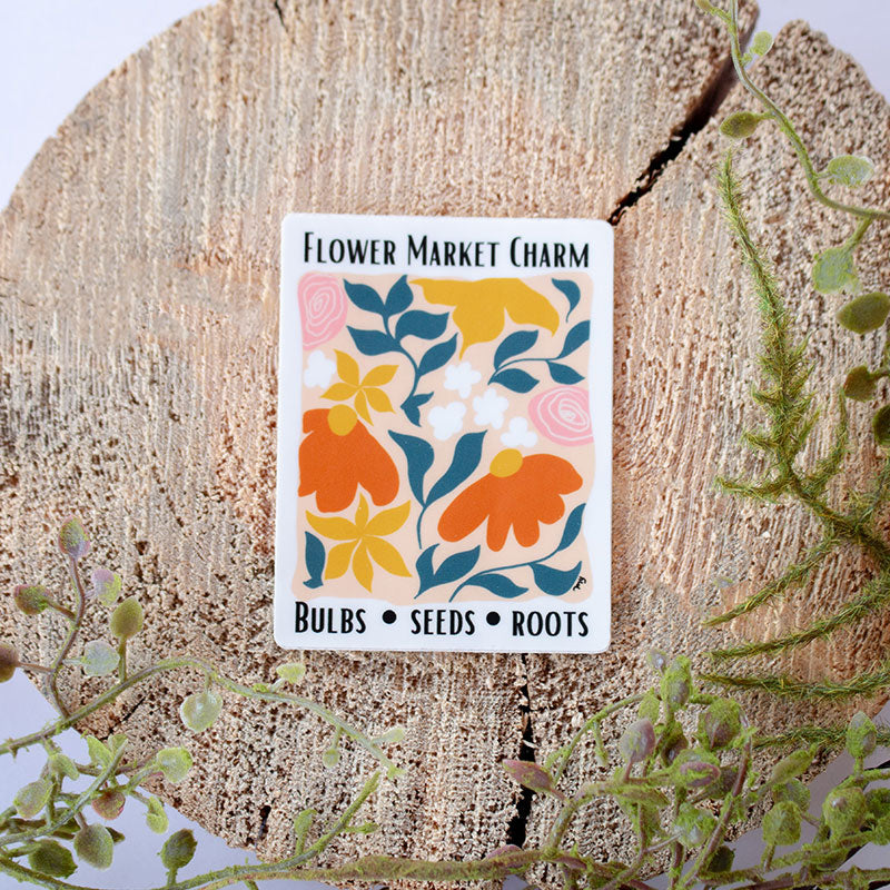 Flower Market Botanical Waterproof. Die-Cut Vinyl Sticker