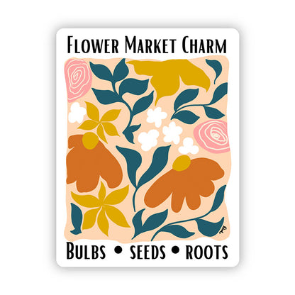 Flower Market Botanical Waterproof. Die-Cut Vinyl Sticker