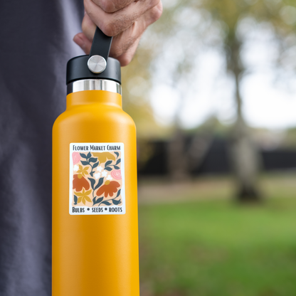 Flower Market Botanical Waterproof. Die-Cut Vinyl Sticker