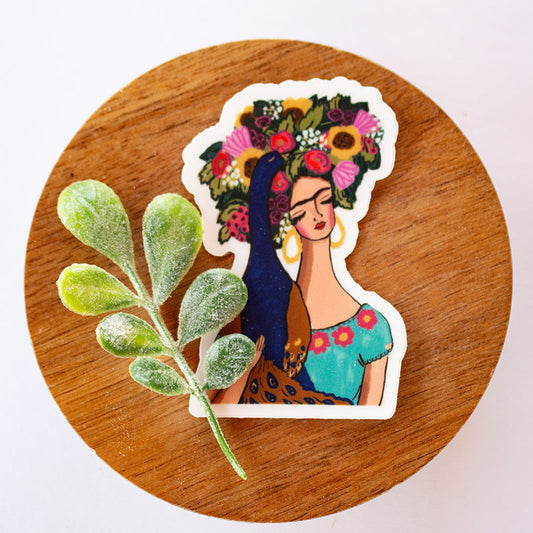 Frida Inspired Clear Vinyl Sticker 2"x 3"