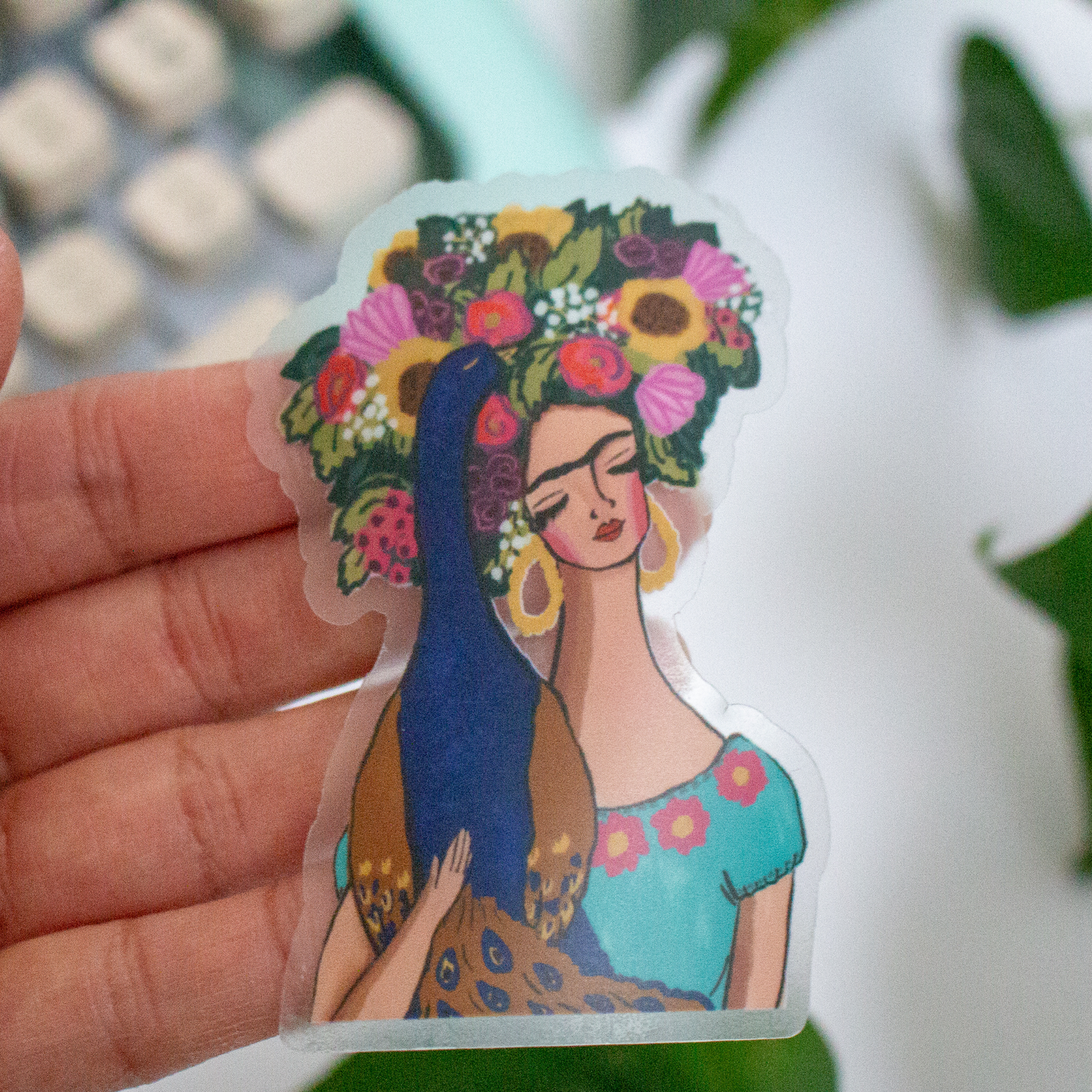 Frida Inspired Clear Vinyl Sticker 2"x 3"
